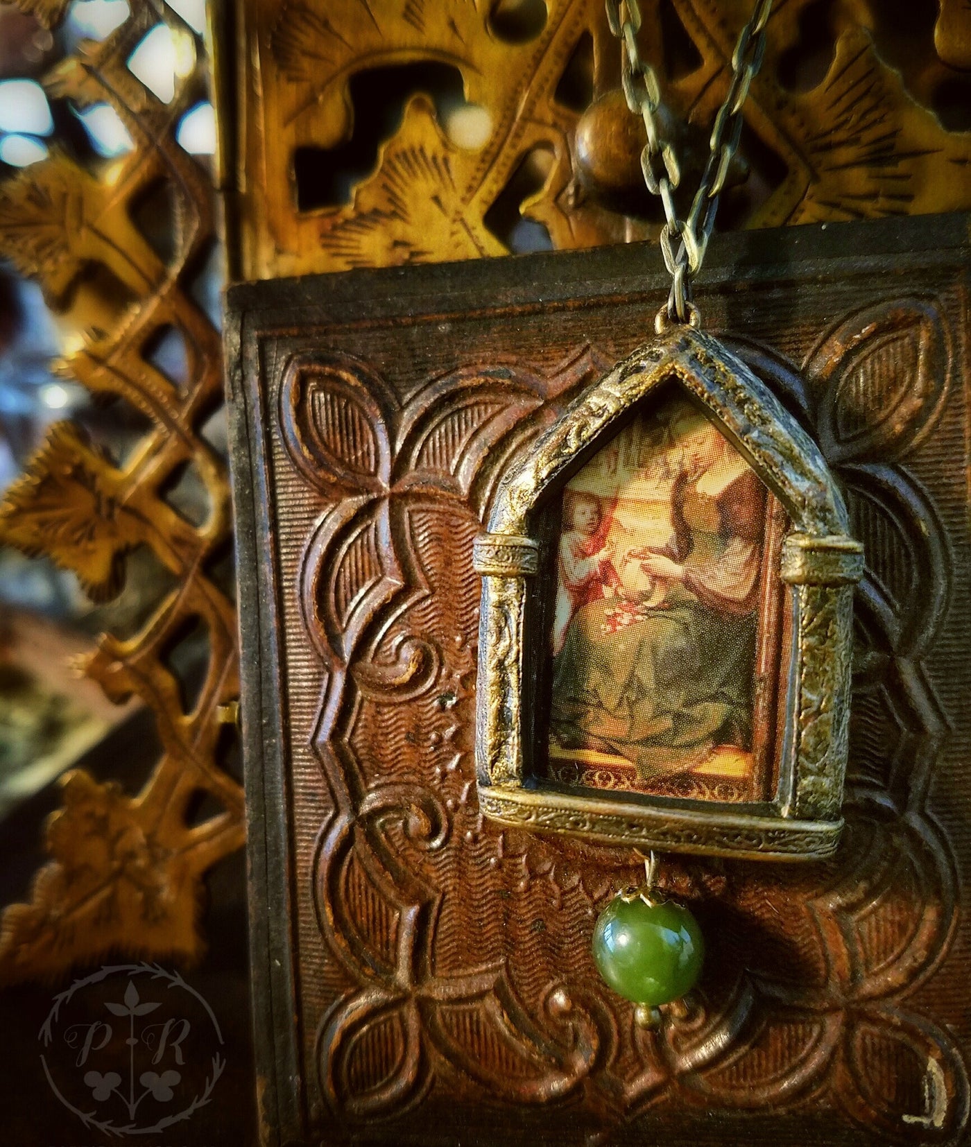 St. Dorothy ~ Gothic Arch Pictorial Shrine Amulet
