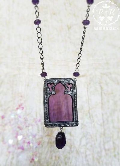 Beauvais Cathedral Arch ~ Amethyst Stained Glass Amulet