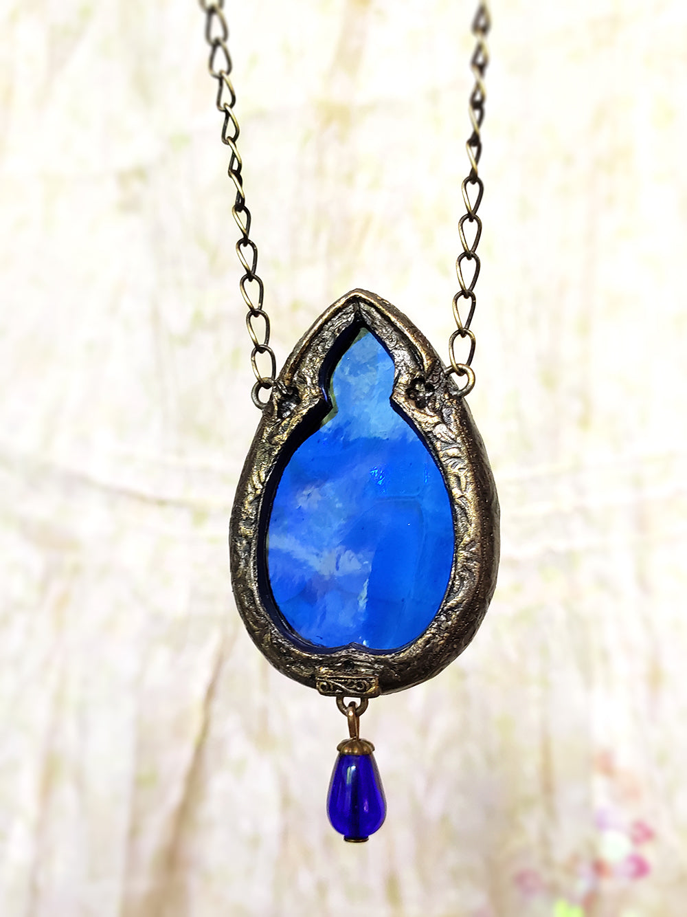 Arch of Una ~ Cobalt Stained Glass Gothic Arch Amulet
