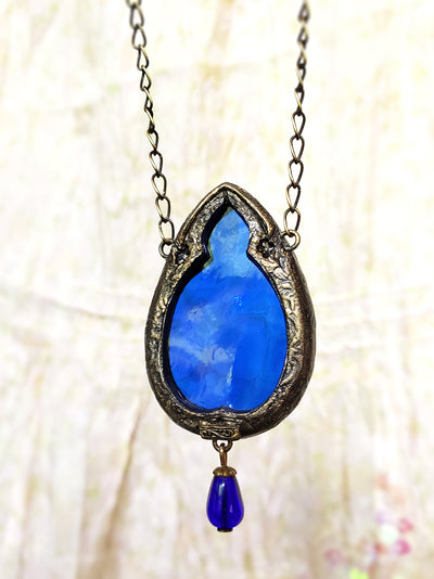 Arch of Una ~ Cobalt Stained Glass Gothic Arch Amulet