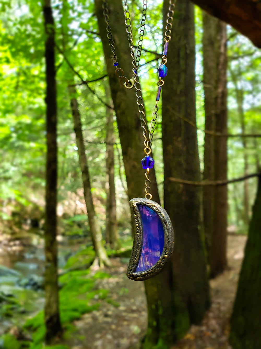 caelestis ignis ~ Iridescent Stained Glass Amulet