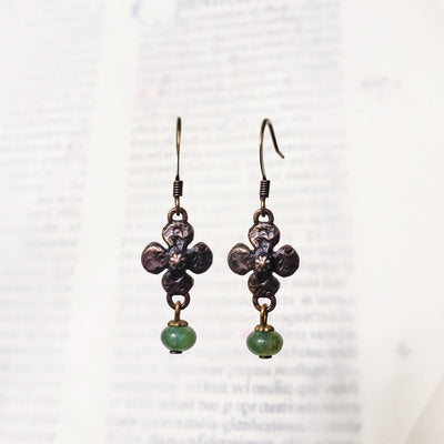 clover earrings : moss agate & antiqued bronze