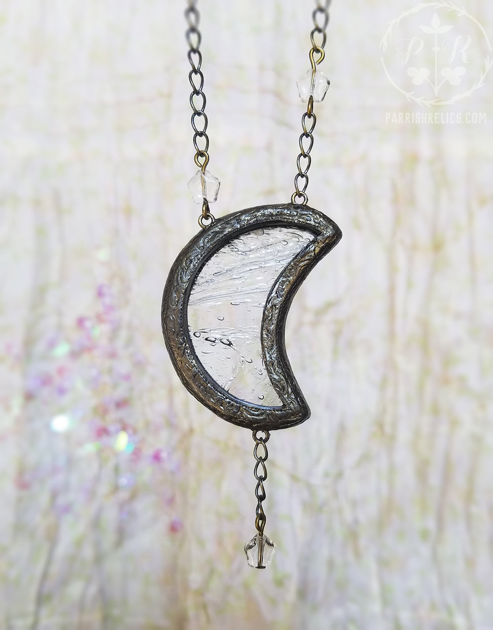Crystal Luna ~ Crescent Moon Stained Glass Amulet