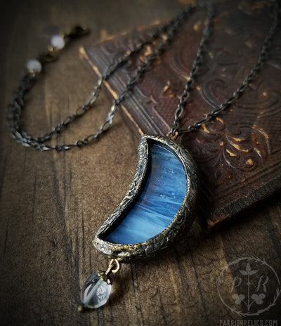 Galatea's Crescent Moon Stained Glass Amulet