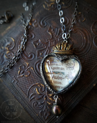 Illuminated Manuscript ~ Sacred Heart Pictorial Shrine Amulet