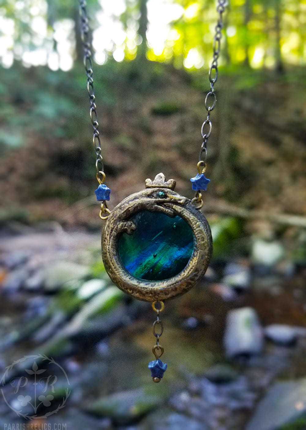 Gaia Ouroboros ~ Stained Glass Amulet