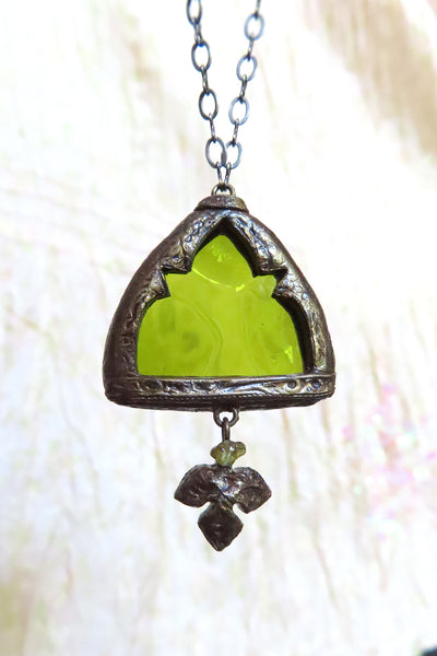 Excelsior Arch Window Stained Glass Amulet with Peridot
