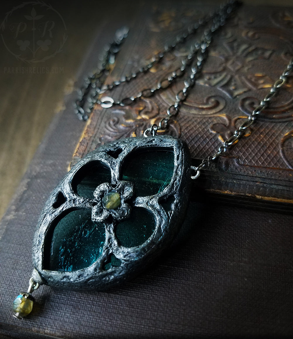 Pugin Quatrefoil Stained Glass Amulet