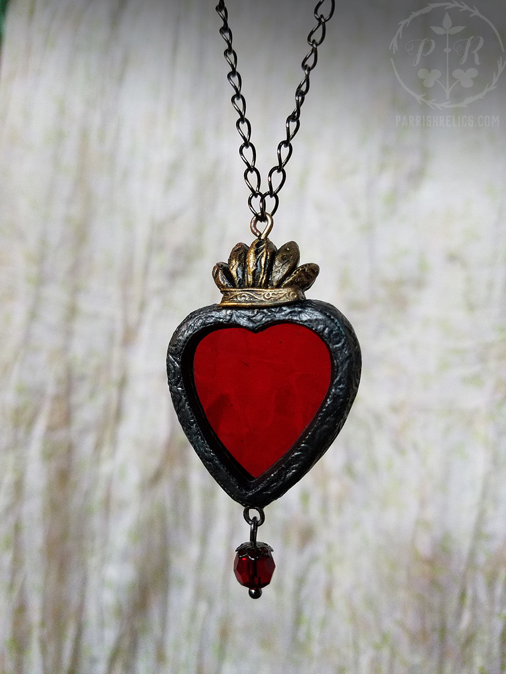 Sacred Heart Stained Glass Amulet