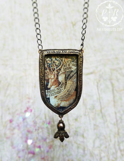 Winged Stag Tapestry Pictorial Shrine Amulet