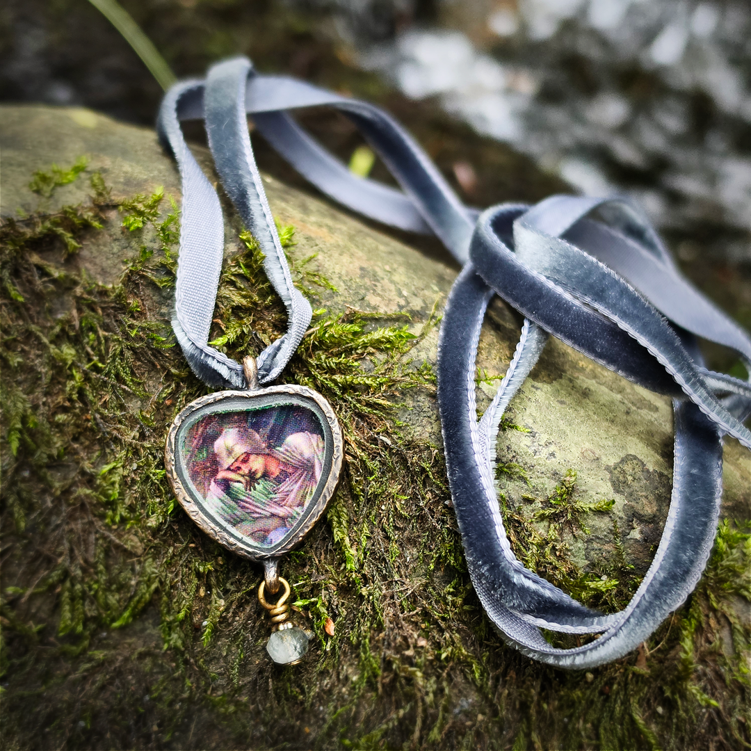 briar rose - pictorial heart amulet