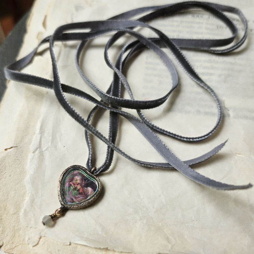 briar rose - pictorial heart amulet