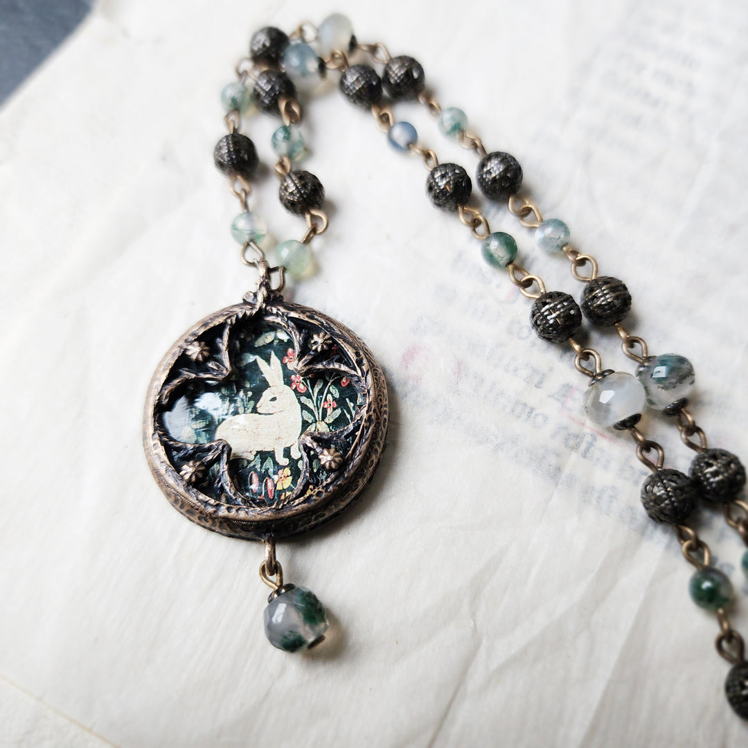 tapestry rabbit - floriated clover miracle window amulet