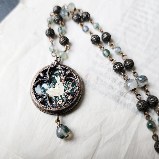 tapestry rabbit - floriated clover miracle window amulet