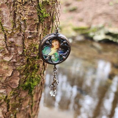 day two - edward burne-jones floriated clover miracle window amulet