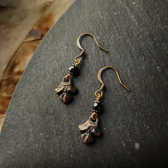 fleur earrings : faceted glass & antiqued bronze