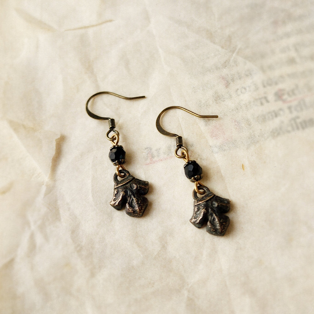 fleur earrings : faceted glass & antiqued bronze