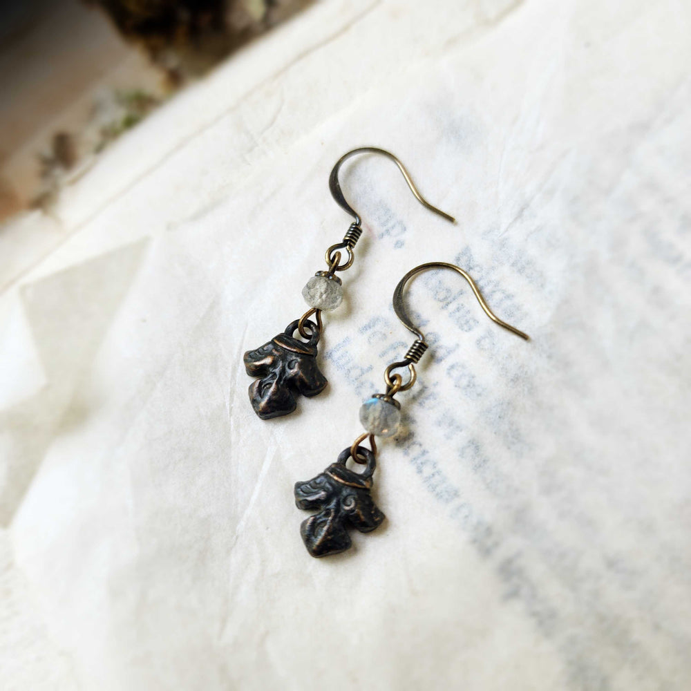 fleur earrings : labradorite & antiqued bronze