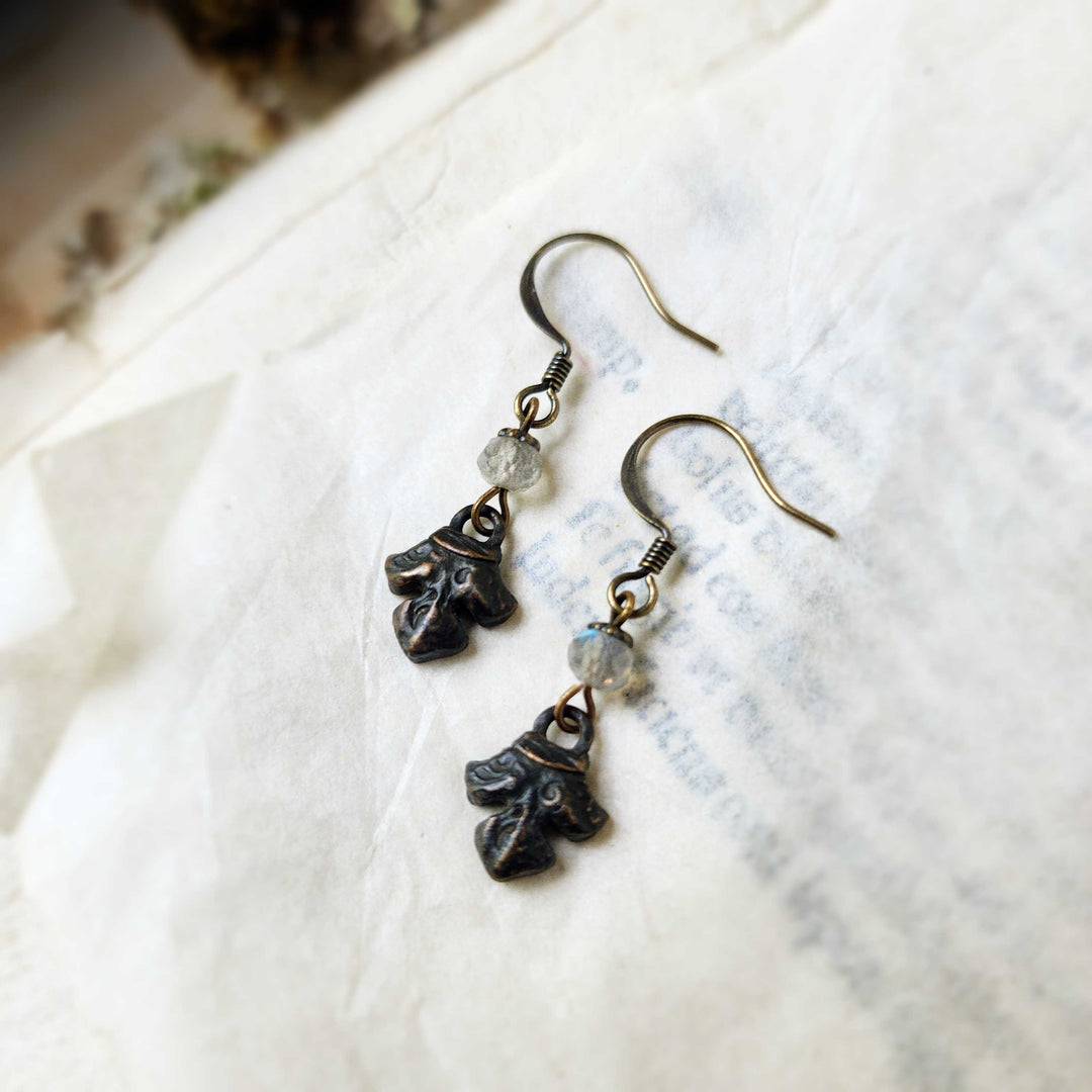 fleur earrings : labradorite & antiqued bronze