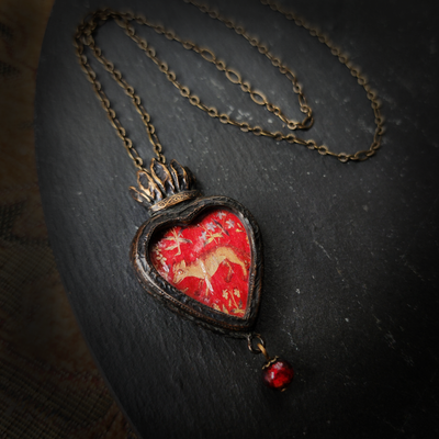 tapestry fox - sacred heart pictorial amulet