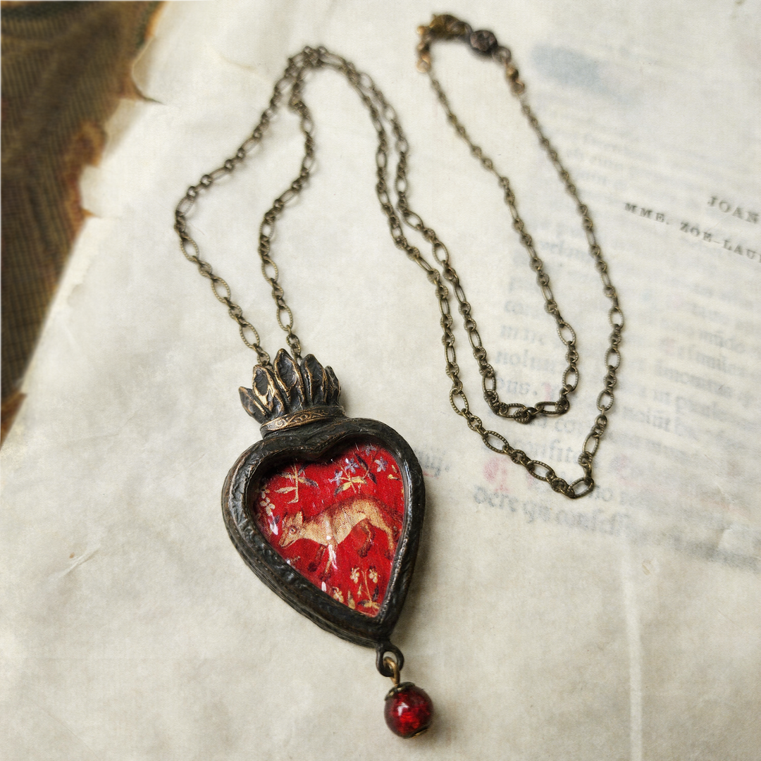 tapestry fox - sacred heart pictorial amulet