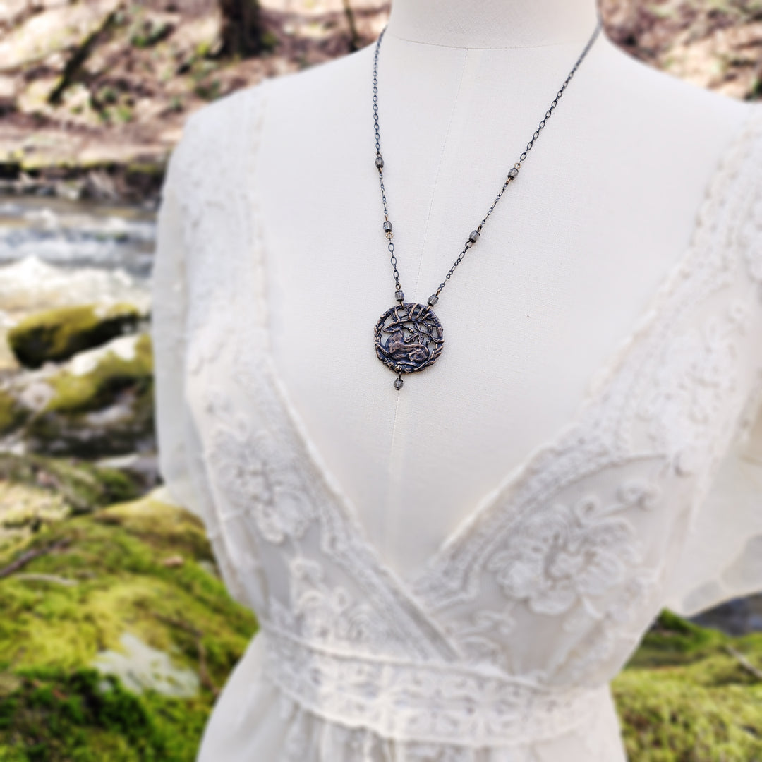 hart of the oak bower amulet - bronze & labradorite