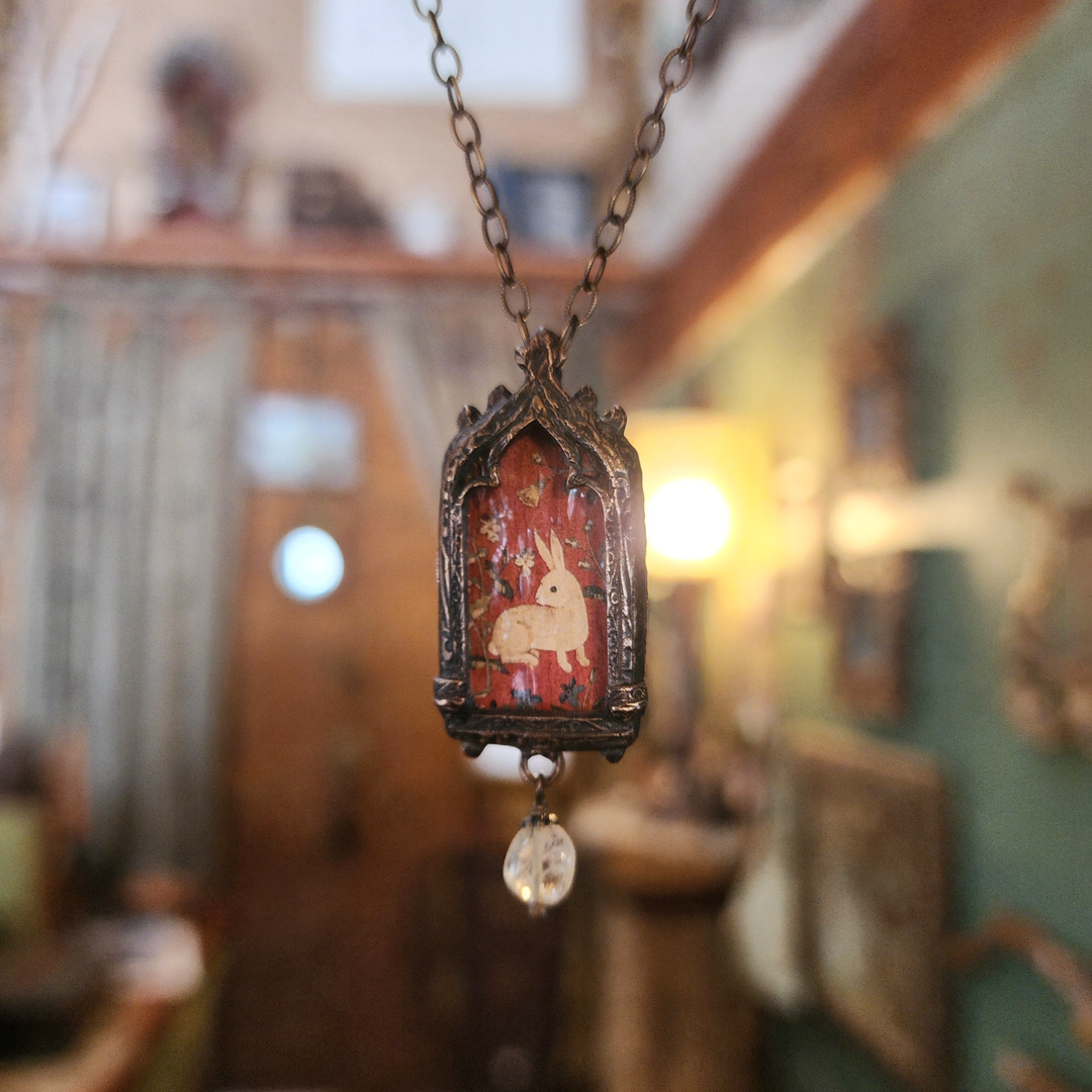 tapestry hare - venetian gothic window amulet