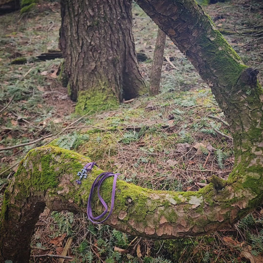 fleur de lis amulet - antiqued sterling on velvet