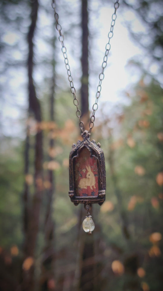 tapestry hare - venetian gothic window amulet