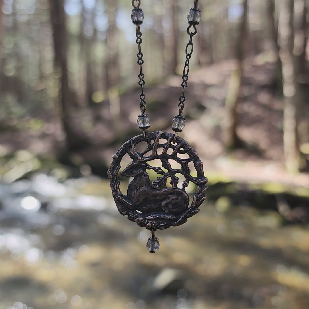 hart of the oak bower amulet - bronze & labradorite