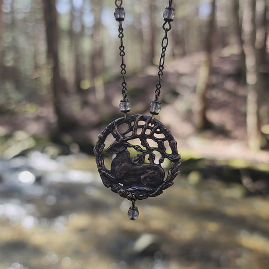 hart of the oak bower amulet - bronze & labradorite