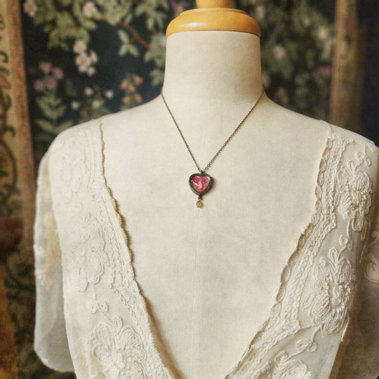 tapestry rabbit - pictorial heart amulet