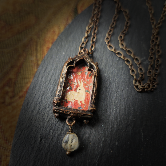 tapestry hare - venetian gothic window amulet