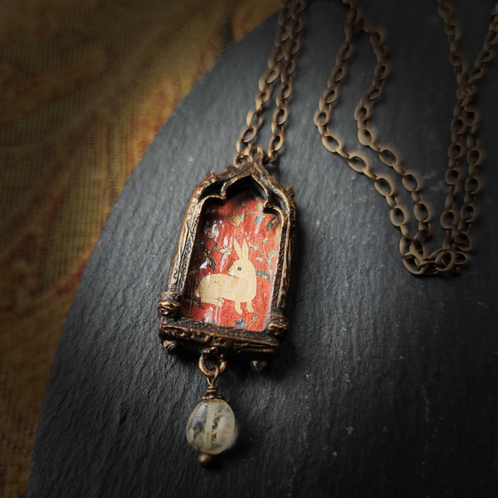 tapestry hare - venetian gothic window amulet