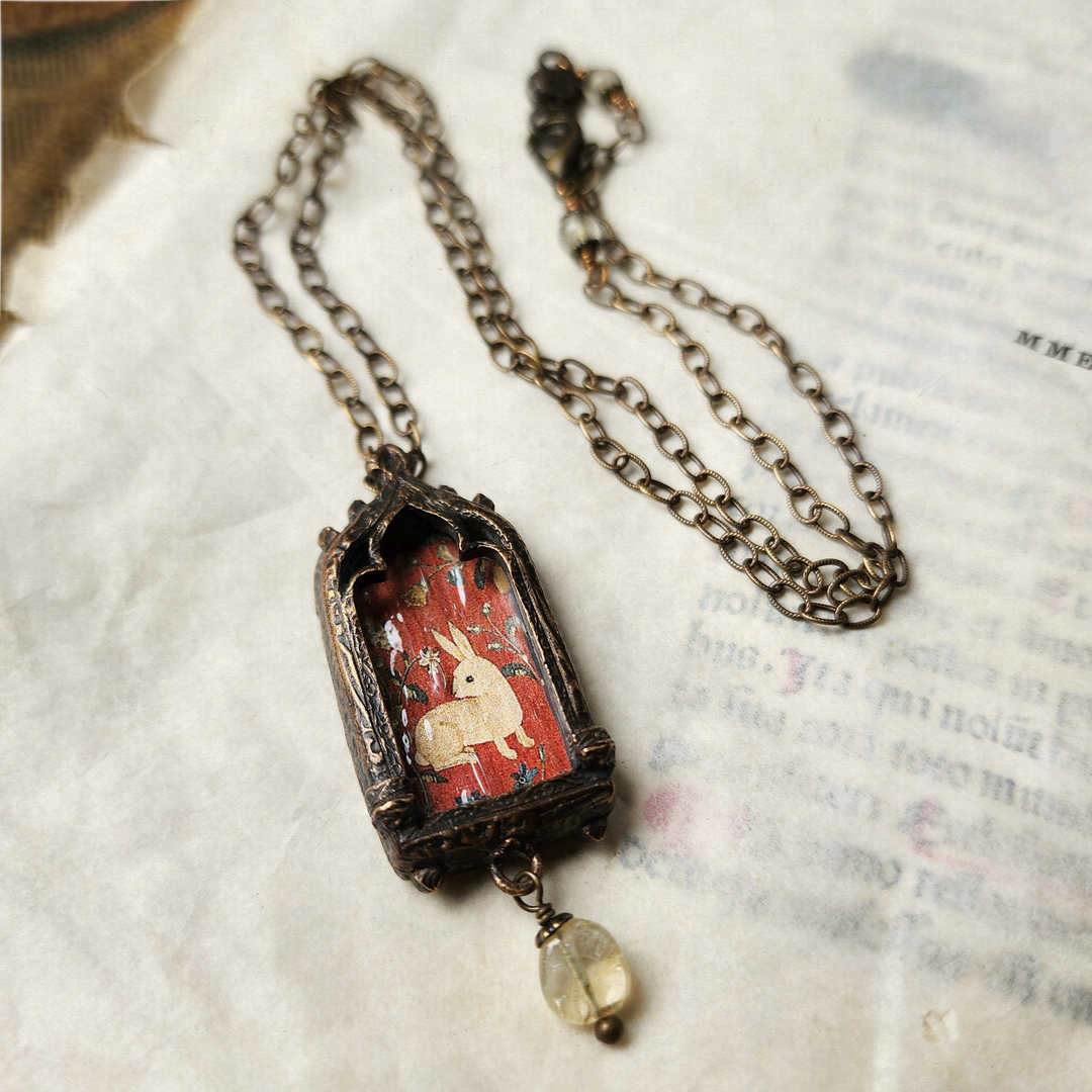 tapestry hare - venetian gothic window amulet