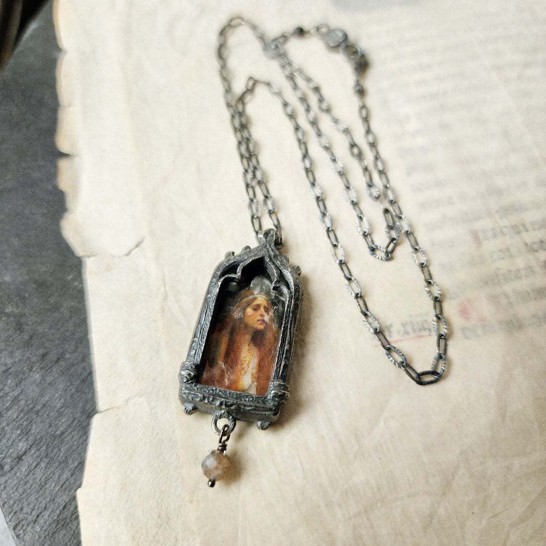 the broad stream bore her far away - venetian gothic window amulet