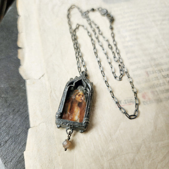 the broad stream bore her far away - venetian gothic window amulet