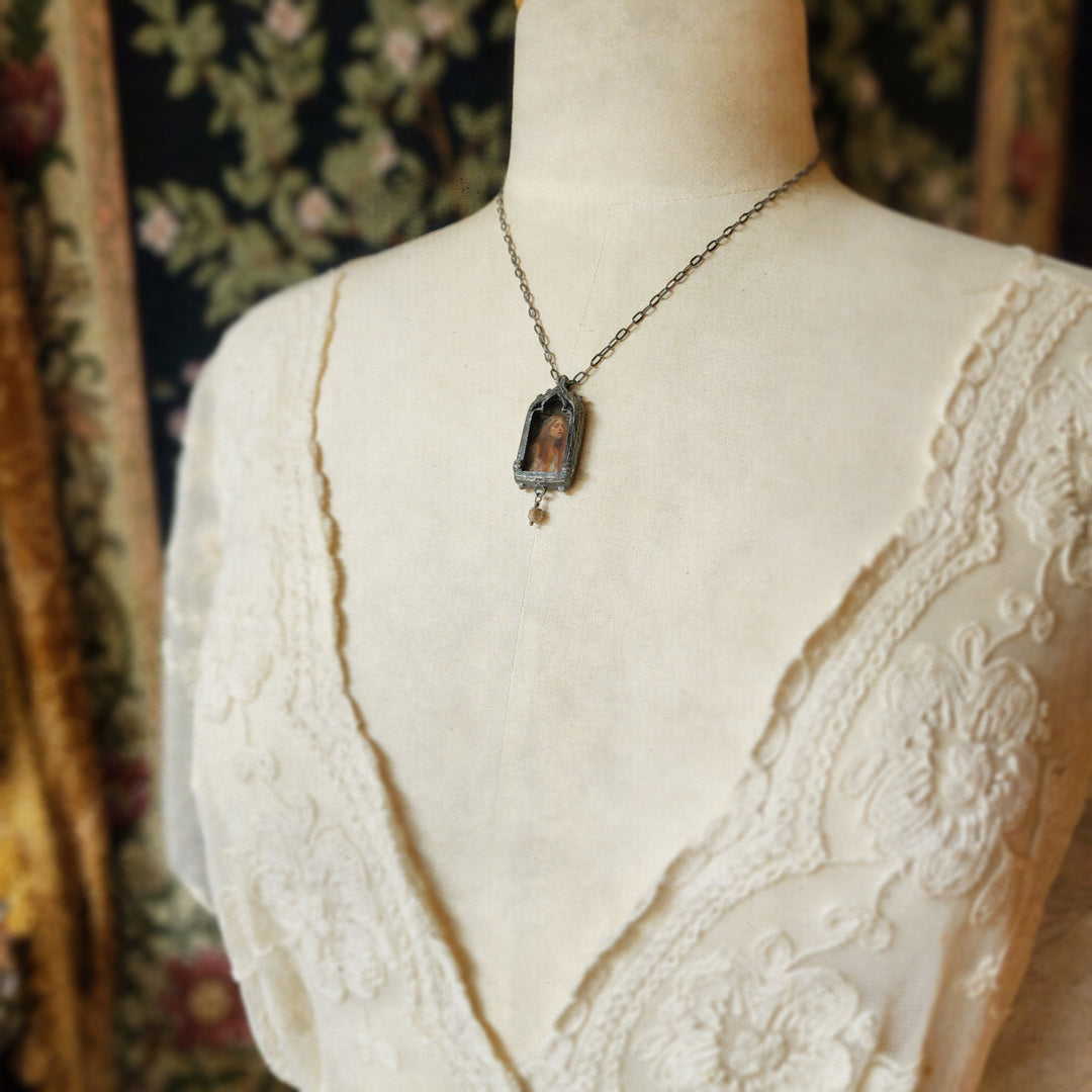 the broad stream bore her far away - venetian gothic window amulet