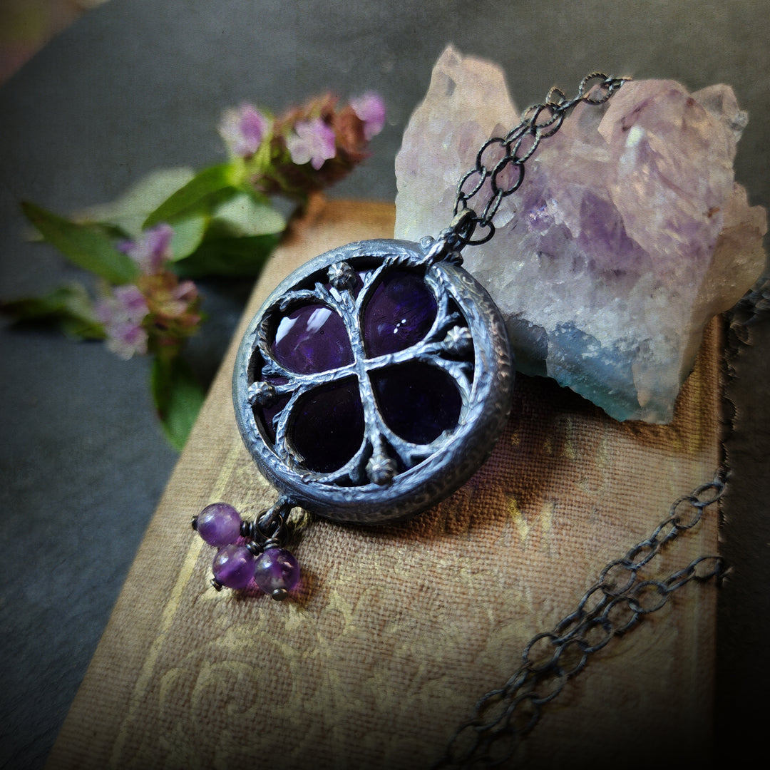 vyolette - floriated clover miracle window amulet