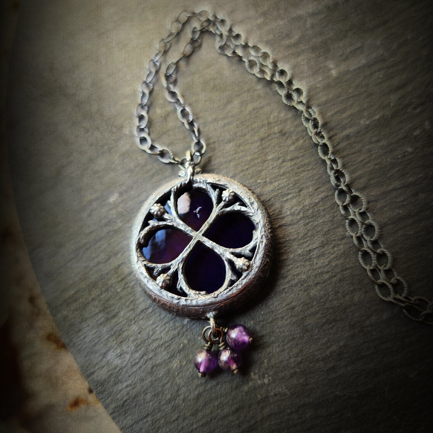 vyolette - floriated clover miracle window amulet