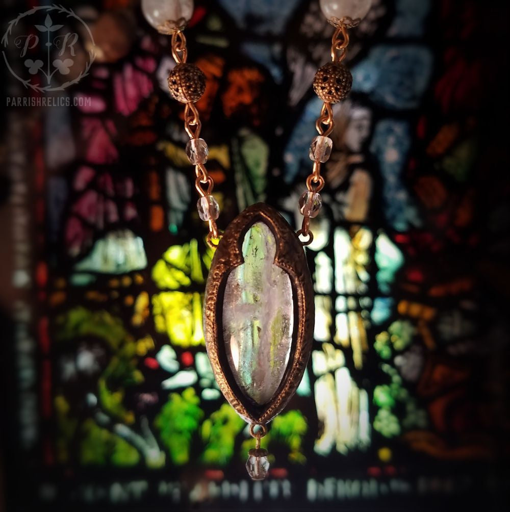 Let There Be Light ~ Quartz Crystal & Glass Gothic Arch Amulet