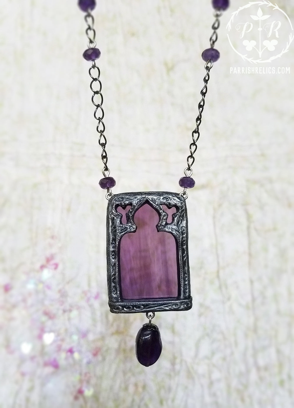 Beauvais Cathedral Arch ~ Amethyst Stained Glass Amulet