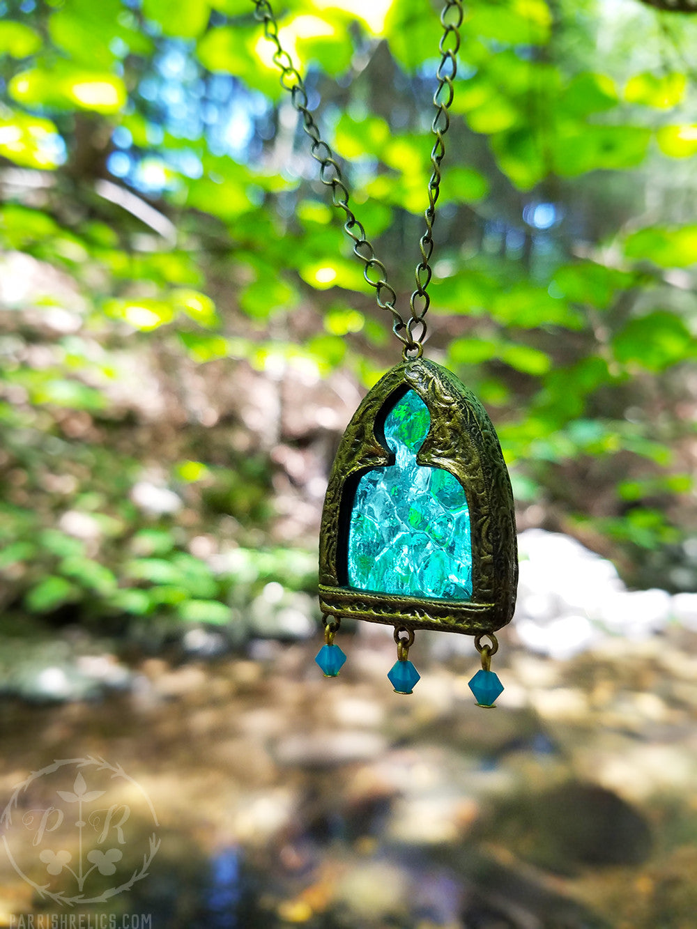 Belisama's Window ~ Gothic Arch Stained Glass Amulet