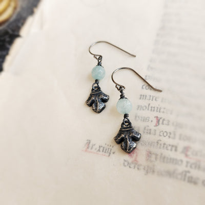 fleur earrings : aquamarine & antiqued sterling