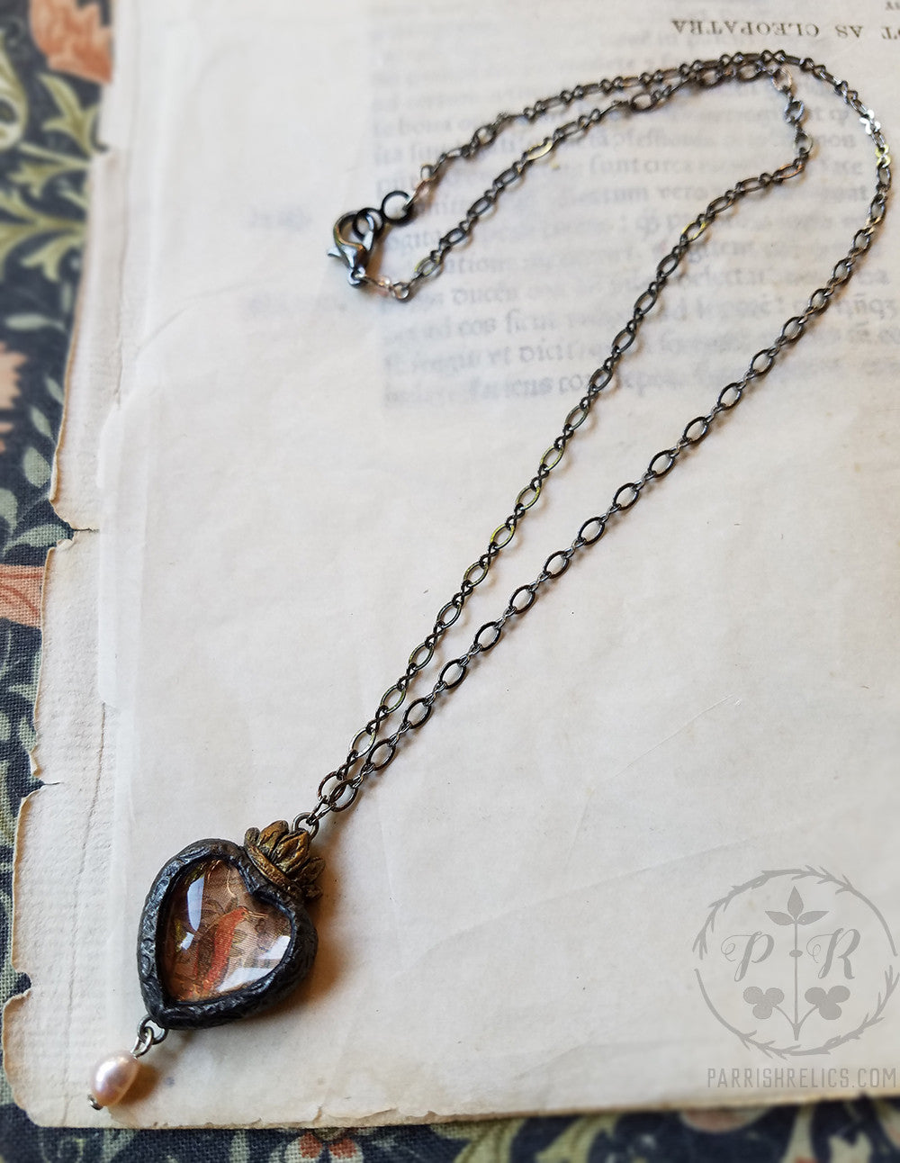 Golden Bird & Butterfly Sacred Heart ~ Pictorial Shrine Amulet