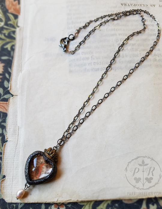 Golden Bird & Butterfly Sacred Heart ~ Pictorial Shrine Amulet
