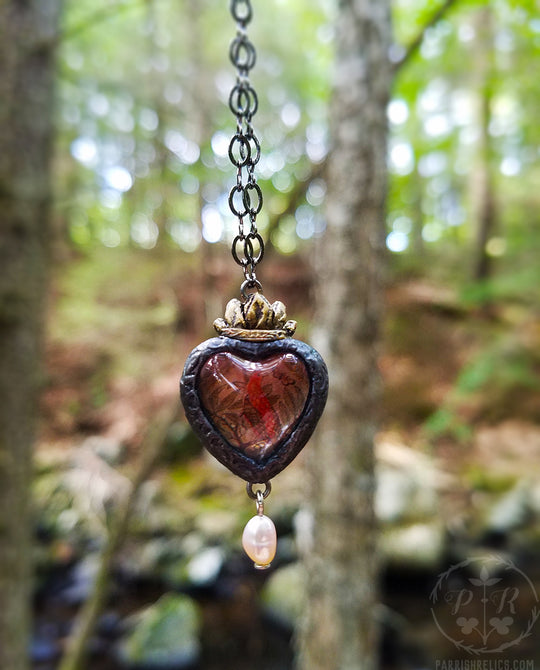 Golden Bird & Butterfly Sacred Heart ~ Pictorial Shrine Amulet