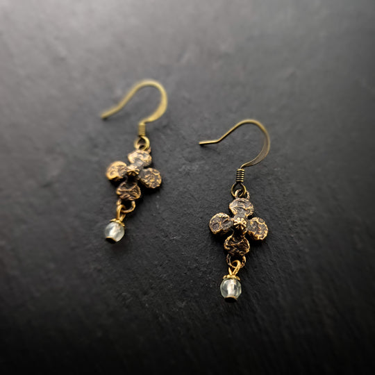 clover earrings : prehnite & antiqued bronze