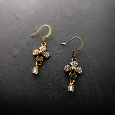 clover earrings : prehnite & antiqued bronze