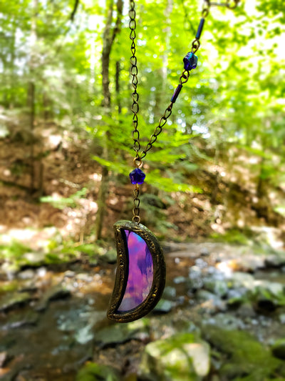 caelestis ignis ~ Iridescent Stained Glass Amulet